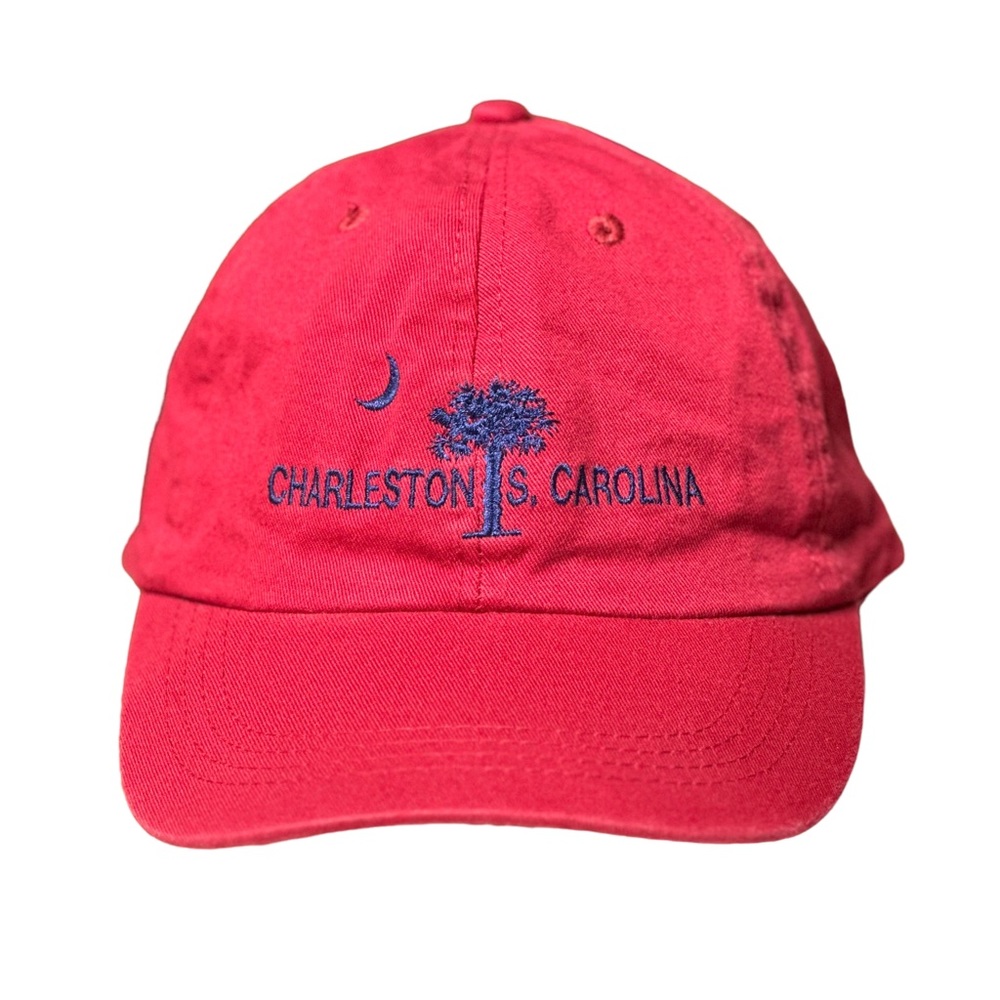 Charleston S. Carolina Washed Red Embroidered Baseball Cap JFH Headwear Adult OS